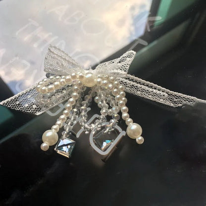 2PCS Bow tie lace hand beaded cloth ear stud accessories DIY hair accessories clothing accessories bags bow accessories