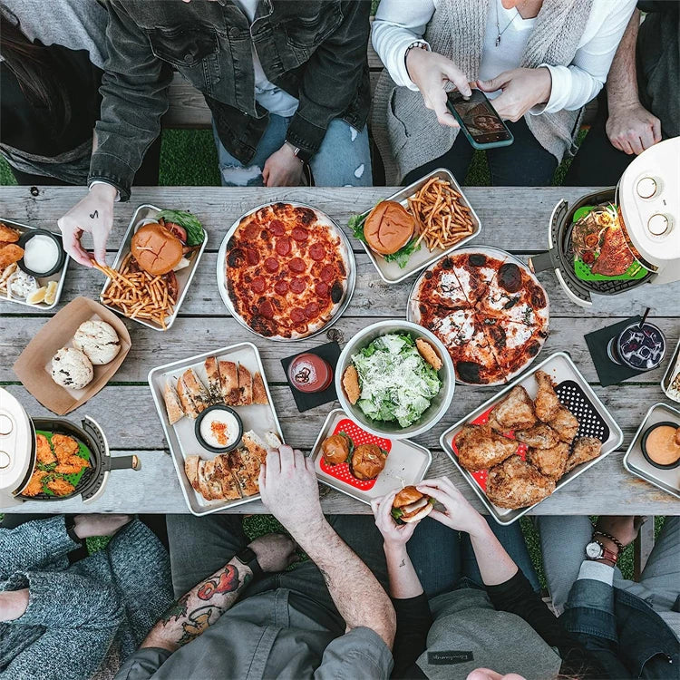 LMETJMA 3Pcs Silicone Air Fryer Lines Reusable Air Fryer Liners 8.5Inch Square Non-Stick Air Fryer Mat for Frying Steaming JT153