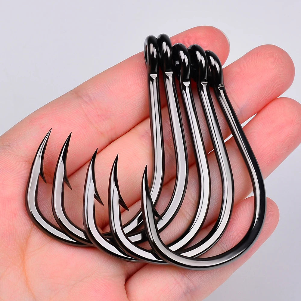 PROBEROS 10Pcs/lot Thick High Carbon Steel Fishhook Lron Hook With Barb Hook for Haihu River Fishing Gear Accessories Wholesale