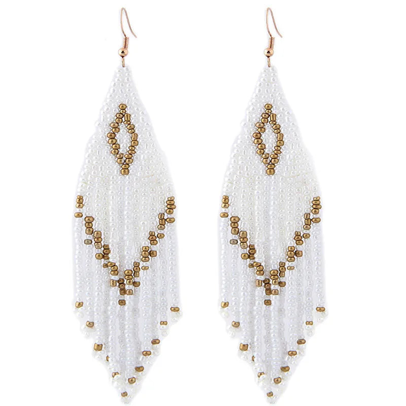 Bohemian Earrings 2024 Beads Long Earrings Ethnic Style Drop Earings Fashion Jewelry Bijoux Femme Statement Earrings