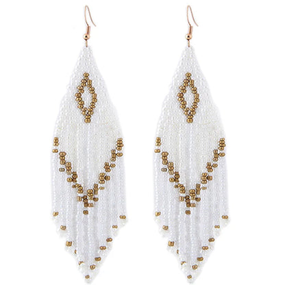 Bohemian Earrings 2024 Beads Long Earrings Ethnic Style Drop Earings Fashion Jewelry Bijoux Femme Statement Earrings