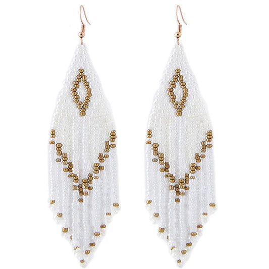 Bohemian Earrings 2024 Beads Long Earrings Ethnic Style Drop Earings Fashion Jewelry Bijoux Femme Statement Earrings