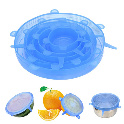 6Pcs Silicone Stretch Lids, Food Bowl Covers, Reusable Food Saving Covers, Retractable Multifunctional Fresh-keeping Lid