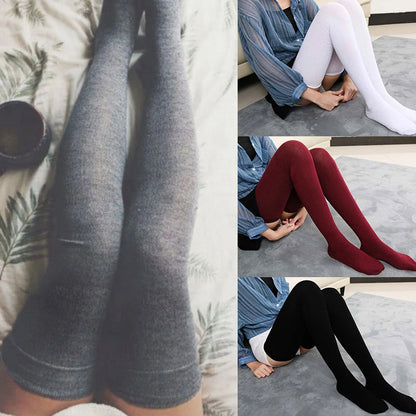 Sexy Black White Soild Color Long Socks Women Over Knee Thigh High Over The Knee Stockings Lolita Ladies Girls Warm Knee Socks