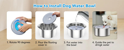 4L Dog Water Bowl No Spill Smartoo Large Capacity Stainless Steel Dog Slow Water Feeder - Spill Proof & Zero Splash & No Drip