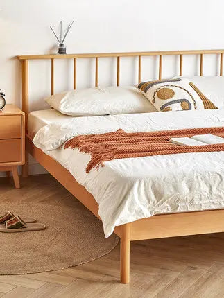 Solid wood bed 1.8 meters double  master bedroom Nordic room modern simple single bed 1.2m 1.5m