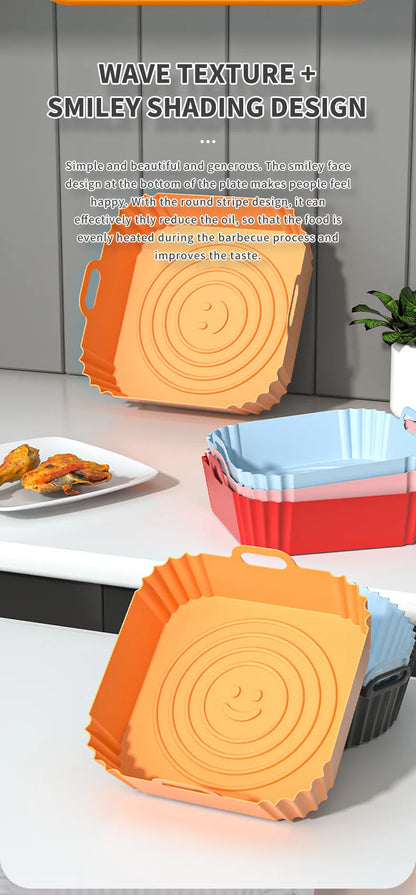 Silicone Air Fryer Liners Round Reusable Airfryer Basket Easy to Clean Air Fryers Silicone Pot Baking Tray Oven Accessories