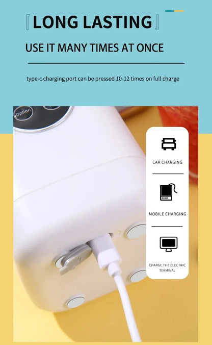 Electric Blender Rechargeable Portable Juicer USB Charging Hand Blender Electric Fruit Juicer 12 Blades Crushed Ice Juicer Cup