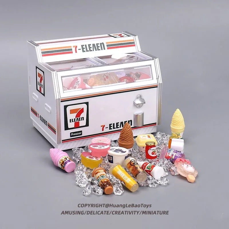 Creative Fridge Magnets 3D Freezer Shop Cabinet Miniature Toy Display Models Mini Decoration Simulation Toy Refrigerator Sticker