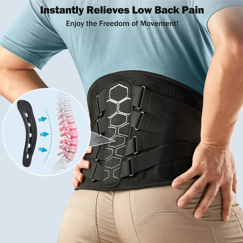 Back Braces for Lower Back Pain Relief with 6 Stays Breathable Back Support Belt Anti-skid lumbar with pad for sciatica