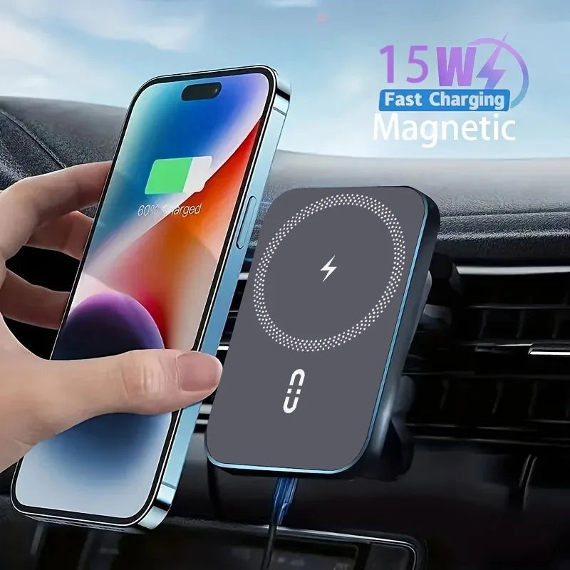 Magnetic Car Phone Mount Wireless Fast Car Charger for iPhone 16 15 14 13 12 Holder 15W Magnetic Car Phone Holder Mount Wireless