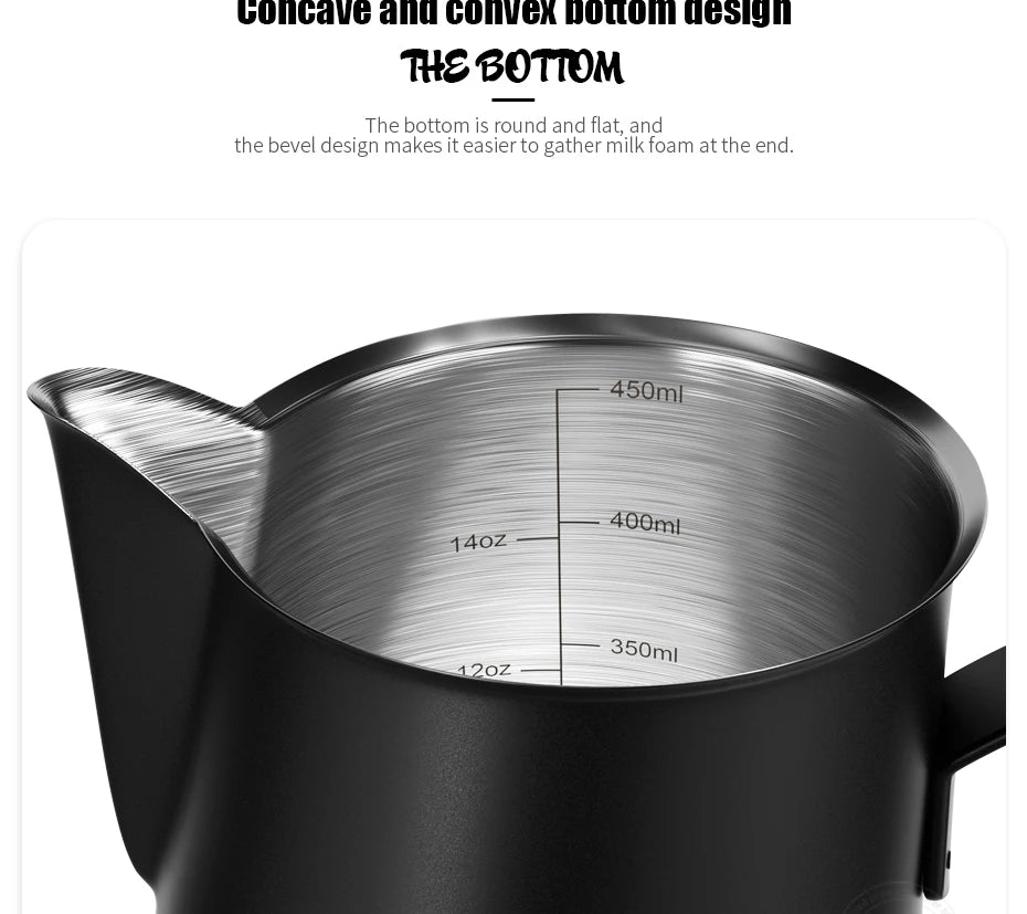 Milk Frothing Pitcher Jug 350/500ML Stainless Steel Coffee Milk Frothing Jug for Espresso Latte Art Barista Steam Milk Jug
