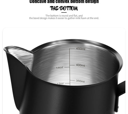 Milk Frothing Pitcher Jug 350/500ML Stainless Steel Coffee Milk Frothing Jug for Espresso Latte Art Barista Steam Milk Jug