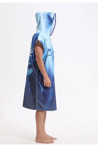 Beach Towel with Hood for Men and Women Hooded Towels Bath Robe for adult Quick Dry Lightweight Soft Microfiber Poncho Swim Robe