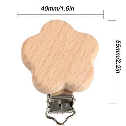 Kovict 5Pcs 19 Styles Beech Wooden Clips Metal Bracket DIY Pacifier Chain Handmade Crafts Accessories