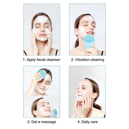 Electric Silicone Facial Cleanser Massager Skincare Massage Tool Beauty Machine Vibration Cleaning Of Pores Self Provided Batter
