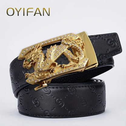 Men's belt, personalized belt. Dragon pattern belt, luxury designer belt, business belt, casual belt, automatic buckle belt