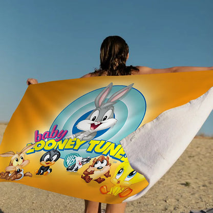 L-Looney-Tunes Beach Towel Cartoon Cute Summer Kids Large Bath Pool Beach Towel Microfiber Absorbent For Swimming Travel