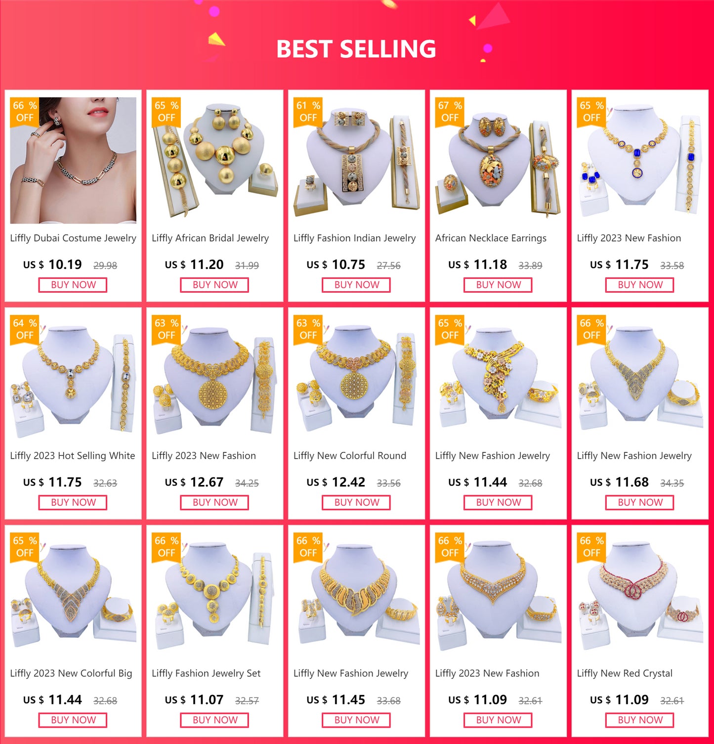 African Jewelry Sets Elegant Bridal Wedding Necklace Red Enamel Jewelry Classic Style Bracelet Earrings Rings for Women Jewelry