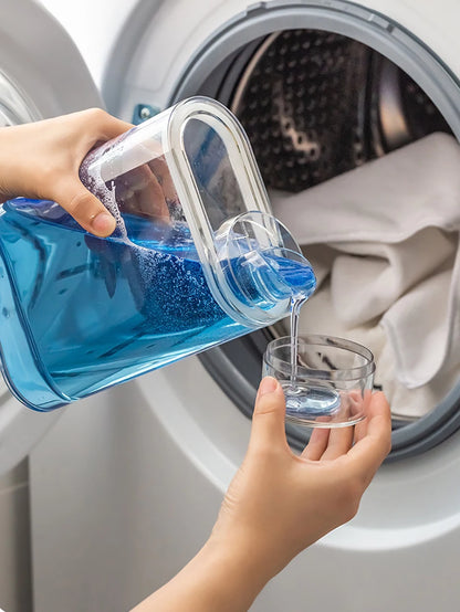 Transparent Laundry Detergent Dispenser Bottle Sealed Tank for Detergent Powder Bleach Softener Laundry Room Organization