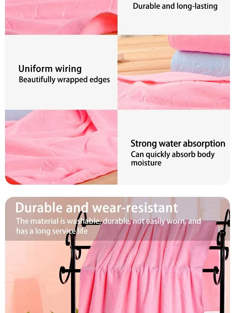 1pc Cute Bear Textured Lightweight Shower Towel, Super Fine Microfiber Absorbent Bath Towel, Beach Essentials, Bathroom Supplies