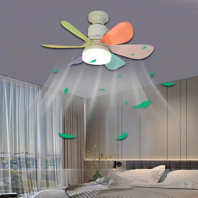 Home E27 Base Ceiling Fan Light with 30W LED Night Lights 3 Adjustable Lighting Modes Remote Control High Wind Power Ceiling Fan