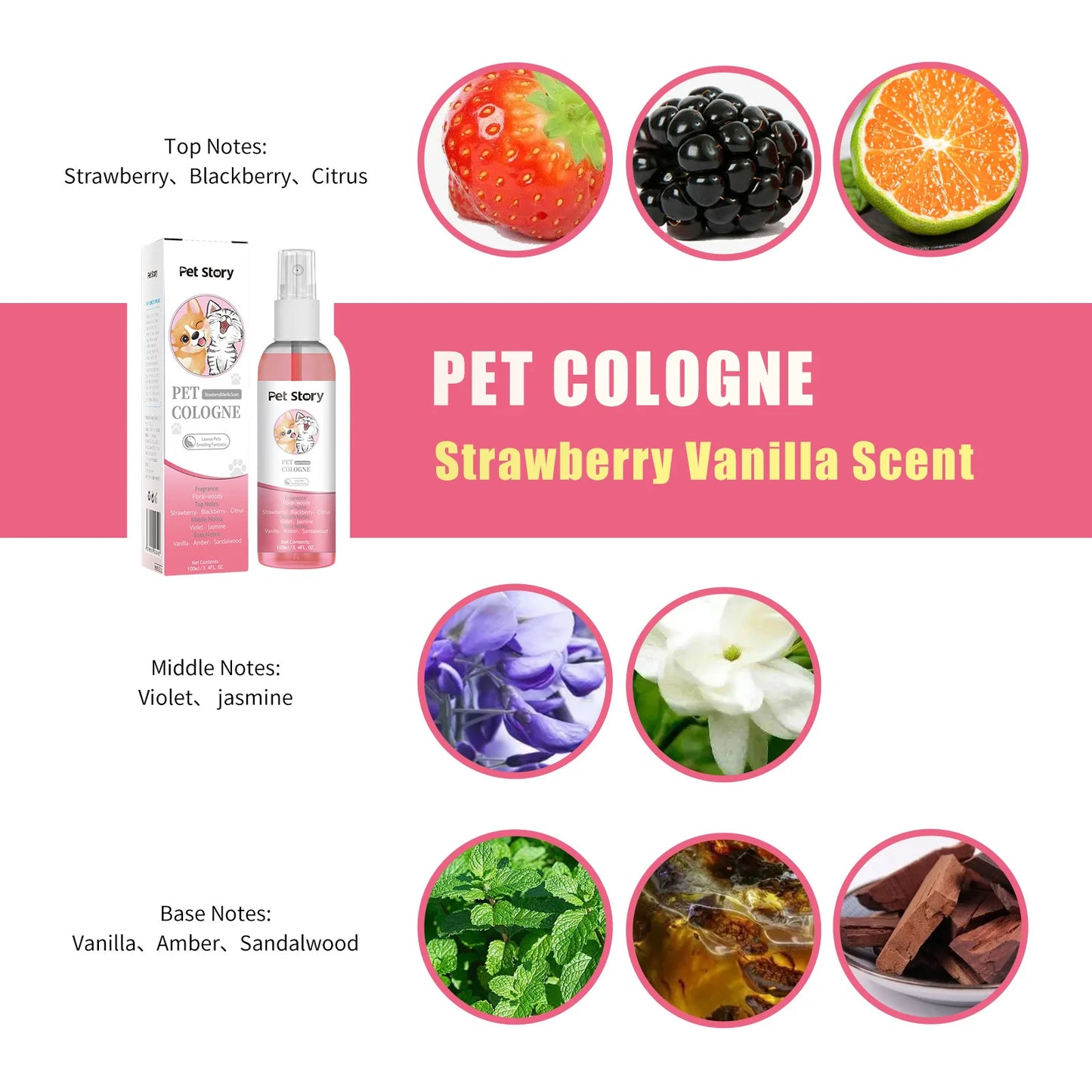 100ml Cruelty-Free Pet Perfume Odor Eliminator Cologne Spray Scented Private Label Calm Skin Deodorizing for Dog Cat