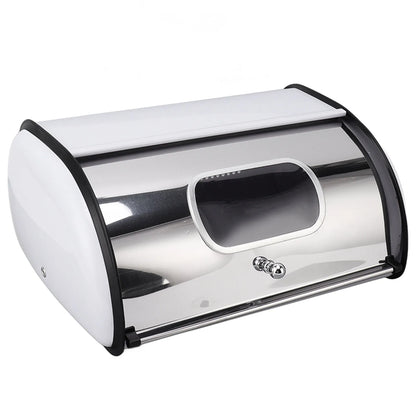 Iron Bread Bin Bread Box Bread Holder Storage Container With Small Window for Kitchen Countertop Bread Storage Holder