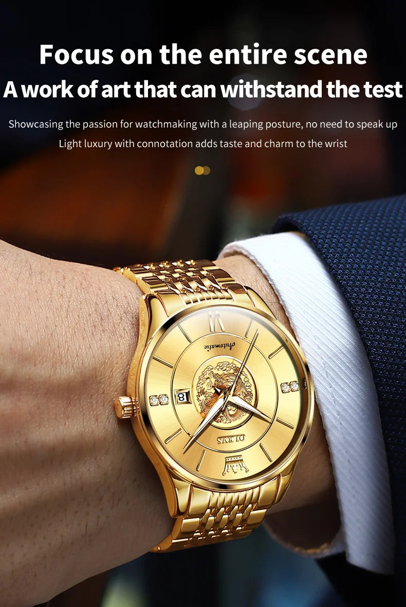 OLEVS brand watch Xianglong relief fully automatic mechanical watch men's watch men's watch 6693