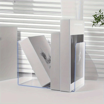 1/2pcs Clear Acrylic Bookends, Durable Transparent Bookshelf Partition Plates, for Office, School, and Home Organization