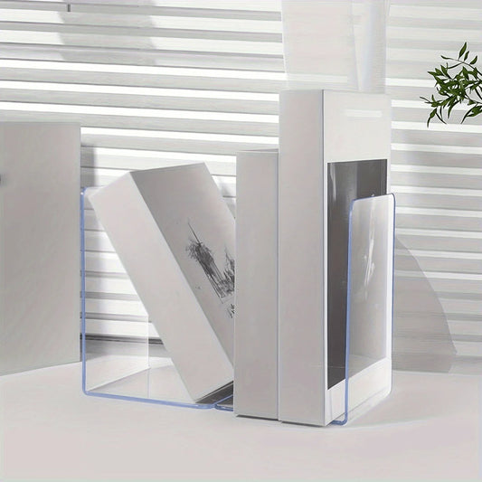 1/2pcs Clear Acrylic Bookends, Durable Transparent Bookshelf Partition Plates, for Office, School, and Home Organization