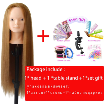 Training head with colorful hair 80cm very long synthetic hair for braiding hairstyle doll Head hairdressing head mannequin