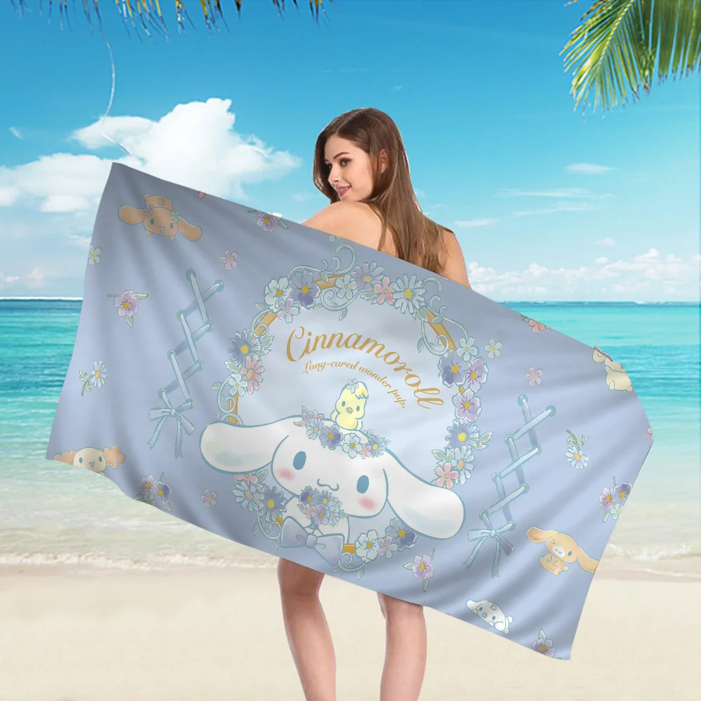Cartoon C-Cinnamorolls Cartoon Beach Towel Cute Kawaii Room Decor Bath Girls Children Hand Towels For Bathroom Shower
