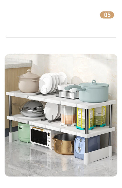 Stackable Storage Rack Multifunctional Telescopic Sink Holder Wardrobe Layered Partition Rack Closet Sorting Shelves Organizer