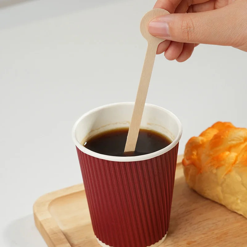 100pcs Round Disposable Wooden Coffee Stirrers Coffee Stirrer Sticks Stir Beverage Sticks Stir for Bar Cafe  or Home Use