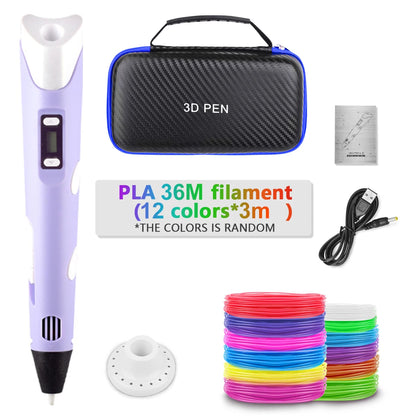 2023 Handwork 3D Pen 3d Printing Pen DIY Drawing Pens PLA Filament Birthday Christmas Gift For Kids Children with Power Adapter