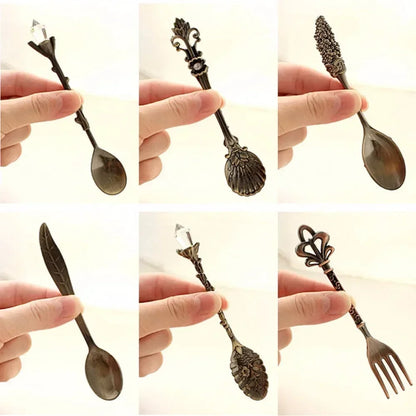 6pcs Set Ice Cream Spoon Jam Spoon Dessert Spoon Zinc Alloy Coffee Spoon Tableware Kitchen Uten Vintage Palace Coffee Spoon