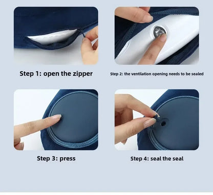 U-Shaped Inflatable Travel Pillow Portable Air Pillow Neck Support Cushion Comfortable Sleeping Pillow Press to inflate pillow
