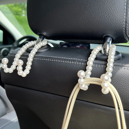 Car Rear Seat Hook White Pearl Hanger Car Hook Half Open Design Auto Hook Stainless Steel Car Seat Headrest Hook Car Accessories