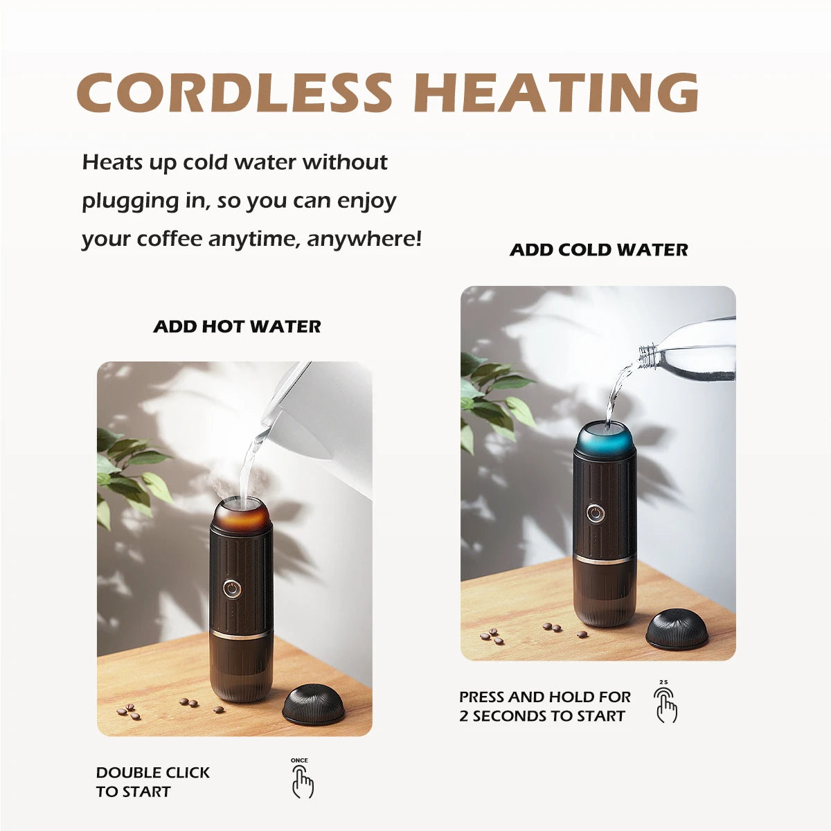 Portable 2 In1 Espresso Machine, Compatible Capsules and Ground Coffee,19 Bar Pressure,Perfect for Kitchen Travel,Camping