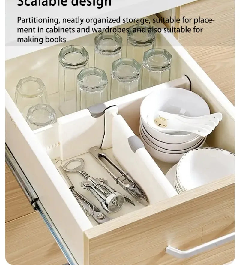T Drawer Divider Adjustable Home Organization Dividers White Plastic Partition Holder Creative Retractable Drawer Dividers