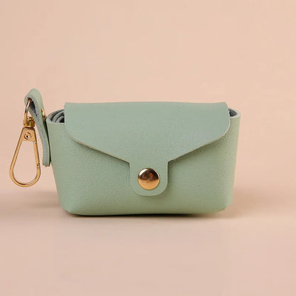 Portable Dog Waste Bag Dispenser With Leather Clip - Durable Polyester