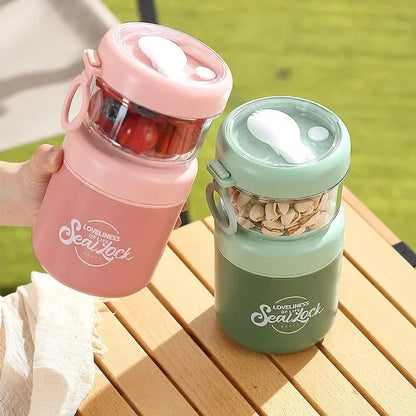 Stainless Steel Soup Cup Breakfast Oat Cups Students Office Workers Portable Milk Fruit Salad Cup Sealed Thermos Container