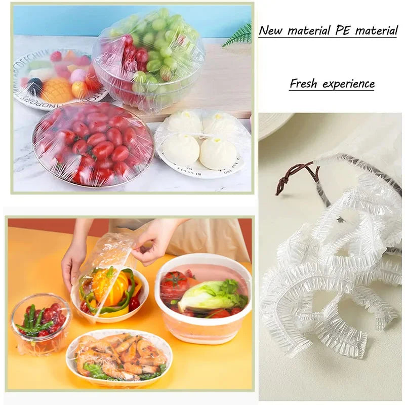100pcs Reusable Food Wrap Storage Covers Bags For Bowl Elastic Plate Silicone Lid Cover Kitchen Fruit Plastic Fresh-Keeping Seal