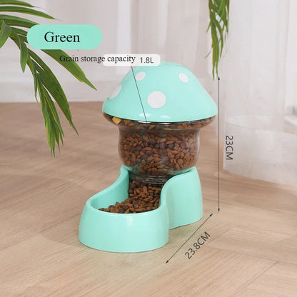Cat Pet Automatic Feeder Water Dispenser Cute Mushroom Large Capacity Food Container Anti Spill Pet Bowl Water Storage supplies