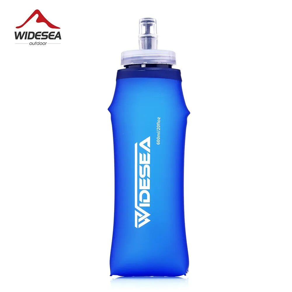 Widesea Camping 600ml Soft Water Bottle Drinking Sport Folding Bag Flask Outdoor Running Hydration Pack Waist Bicycle BPA Free