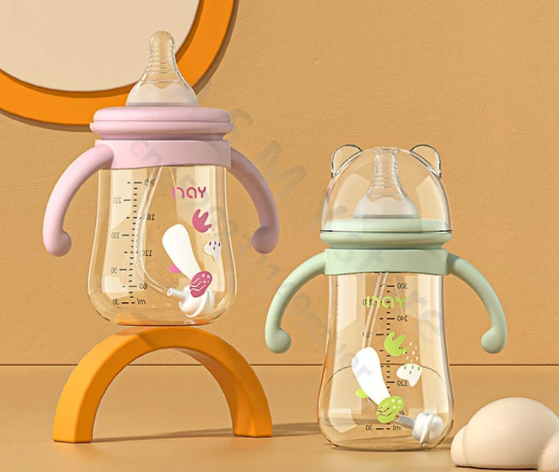 Newborn bottle/Big baby bottle/Handle anti bloating and anti falling baby bottle/Used by babies over 6 months old