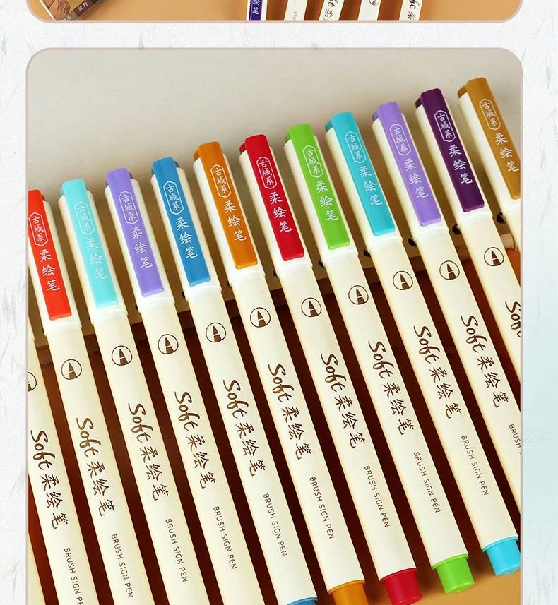 24colors/set Calligraphy Art Marker Pens Brush Pen Art Marker Craft Supplies Art Writing Office School Supplies Stationery