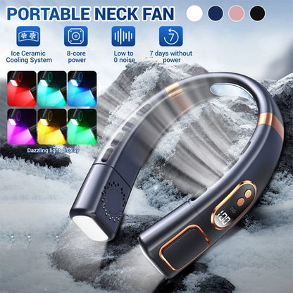 Neck Hanging Fan USB Charging Lazy Outdoor Portable Silent Turbo Neck Bladeless Mini Fan Summer Cool Best Gift For Friends Kids