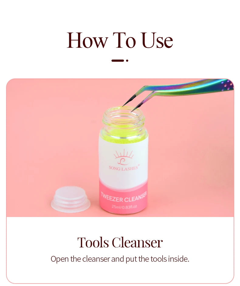 SongLash 25ml Eyelash Tweezers Cleanser Lash Glue Extension Supplies Sponge Eyelash Extension Cleaner Makeup Tools